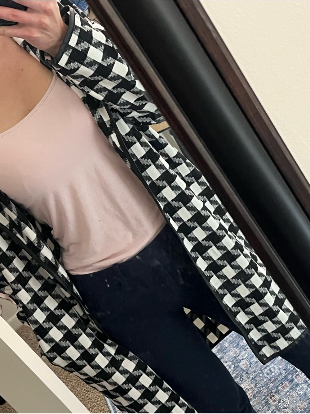 The Limited Black & White Houndstooth Long Cardigan/Jacket